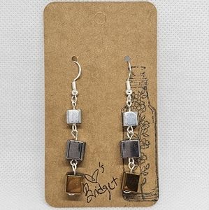 Handmade by me sterling silver fish hook tri-metal color dangle earrings